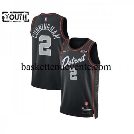 Maillot Basket Detroit Pistons Cade Cunningham 2 2023-2024 Nike City Edition Noir Swingman - Enfant